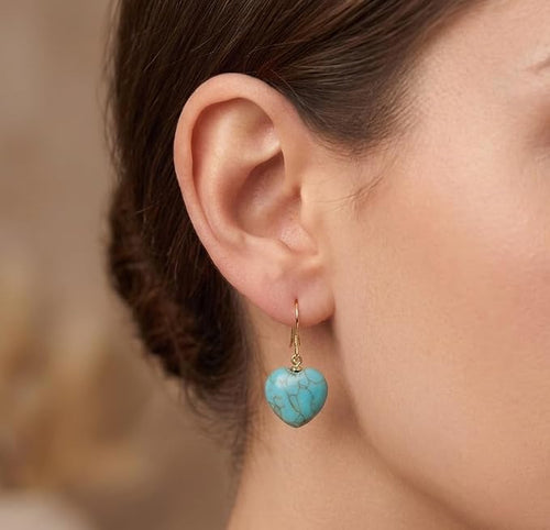 Dangle Earrings with Created Turquoise