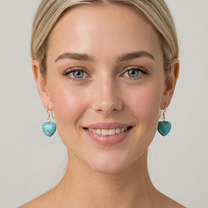 Dangle Earrings with Created Turquoise