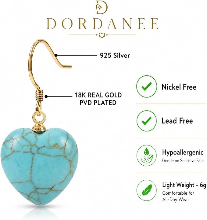 Dangle Earrings with Created Turquoise