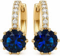 18K Gold Plated Hoop Earrings  with Blue Accent Stone